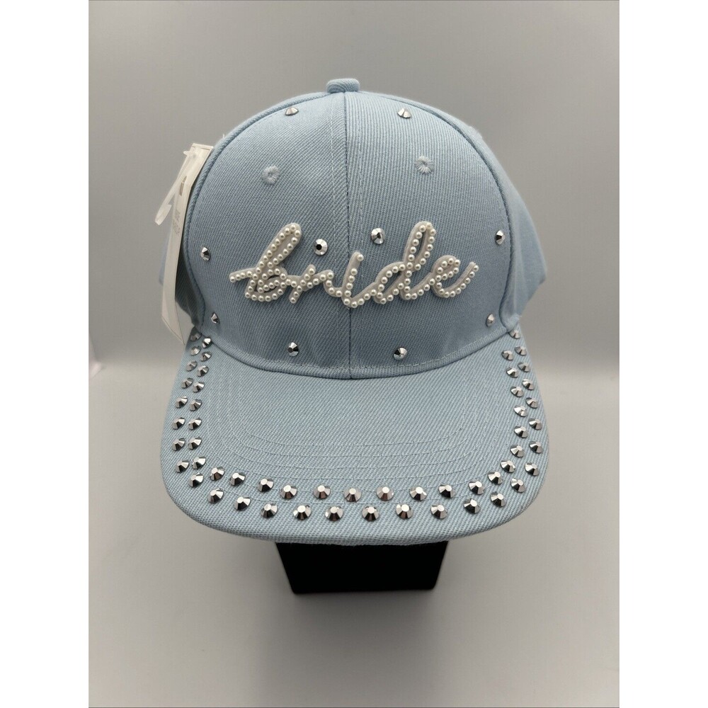 Bride Pearl Cap NWT Blue Rhinestone Bachelorette Adjustable Baseball Hat